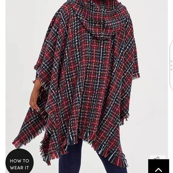 🆕  HOODED PLAID RUANA - Picture 3 of 7